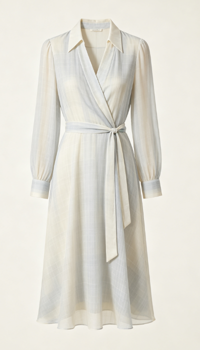Cream White Wrap Shirt Midi Dress