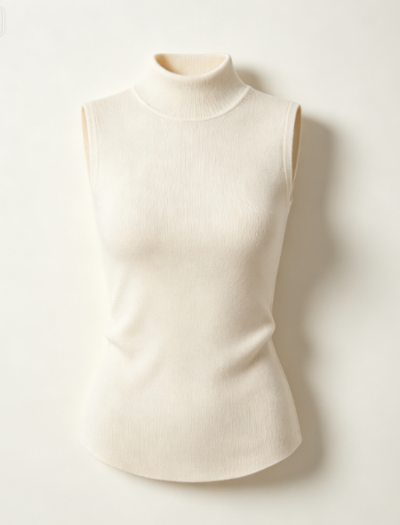 Mock-neck sleeveless knit vest